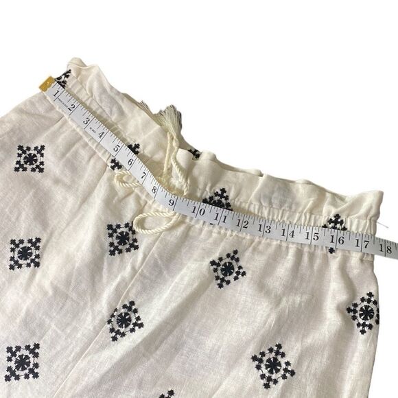 HOUSE OF HARLOW 1960 Embroidered Linen Blend palazzo Elastic Waist Pants - Picture 5 of 13